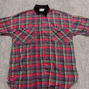 Vintage Leisure Wear Men's Flannel Plaid Long-Sleeve Shirt